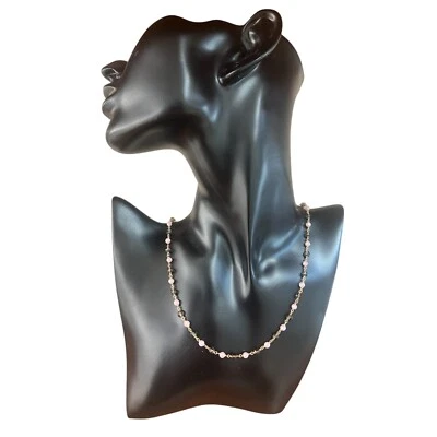 collana argento 925 rodiato con pietre quarzo rosa e quarzo fume' tipo rosario - Immagine 1 di 3