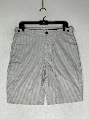 DKNY Gray White Striped Chino Shorts Slash Pockets 100% Cotton Mens Size 29 - Image 1 of 4