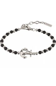 Bracciale Uomo BREIL BLACK ONYX TJ2407 Onice Acciaio Inox Nero Ancora - Foto 1 di 4