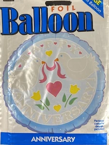 New! Vtg Happy Anniversary Love Birds 18” Foil Balloon - Picture 1 of 3