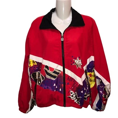 Vintage Kaelin Womens Small Red Multicolored Zip Front Windbreaker Ski Jacket S - Image 1 of 4