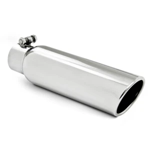 Punta universal MBRP 3.5 pulgadas OD 2.5 pulgadas entrada 12 pulgadas L corte en ángulo extremo laminado sin abrazaderas - Imagen 1 de 7