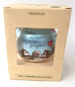 Grandson 1980 Hallmark Xmas Ornament Vtg Keepsake Satin Ball Unbreakable in Box - Picture 1 of 10