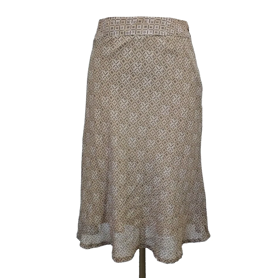 Covington A Line Skirt Womens Size 8P Flowy Lined Beige Black Chiffon Career - Image 1 of 4