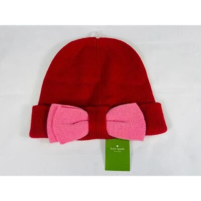 NWT Womens Kate Spade Red Beanie Colorblock Pink Box One Size Retail $48 - Image 1 of 4