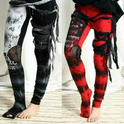 Pants Leggings Women Skinny Punk Trouser Waist Gothic High Halloween Steam - Image 1 of 4