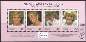 1998 Norfolk Island SG# 665 Diana Princess of Wales mini sheet Mint MUH MNH - Picture 1 of 1