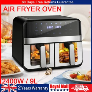 8-in-1 Air Fryer Double Digital Display Rapid Healthy Cooker Dual Basket 9L XXL - Picture 1 of 14