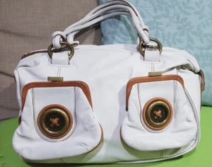 MIMCO LARGE Button Leather Tote w/Double Strap & Zip Top Closure-Ivory TAN ❤ - Picture 1 of 22