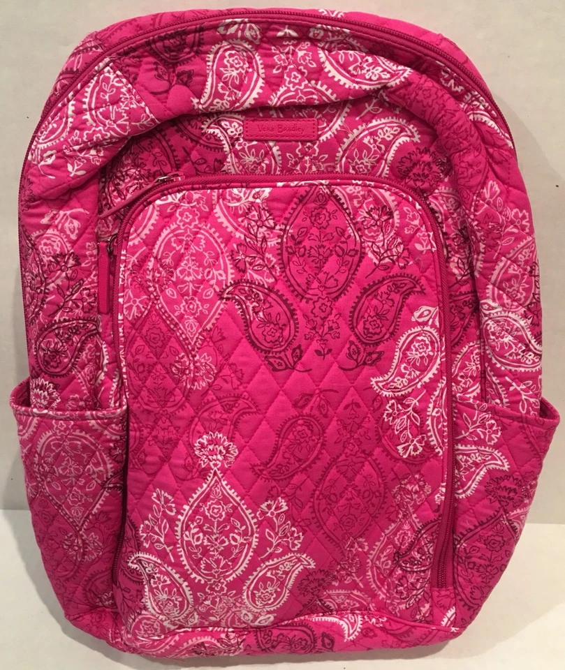 Vera Bradley Laptop Backpack Stamped Paisley Pattern Cotton Quilted 14417
