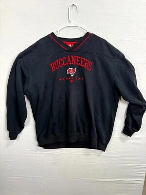 NFL Tampa Bay Buccaneers Sweatshirt Mens XL Black Short Sleeve Pullover V-Neck - Imagem 1 de 4