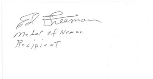 Ed Freeman Signed Index Card Vietnam Medal of Honor Recipient - Picture 1 of 1