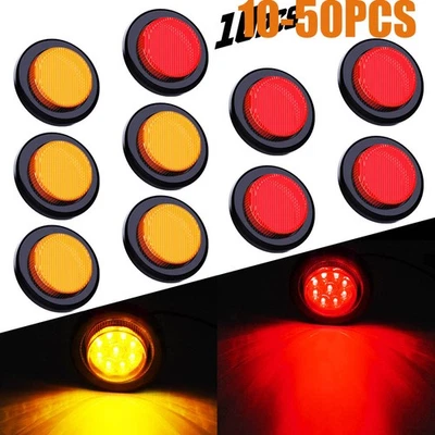 Turn Signal Light 12-24V Red/Amber light Marker Lights Truck Trailer 7LED10-50x Foto 1 de 3