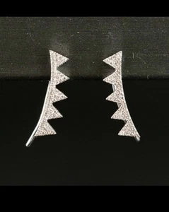 10k Diamond White Gold Climber Earrings No Plated Beautiful Earrings NEW - Picture 1 of 8