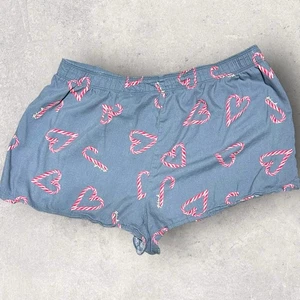 PINK Victoria’s Secret graue Shorts XL Herz Zuckerstange Weihnachten Lounge Schlaf - Bild 1 von 8