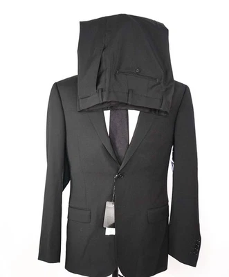 $1,995 EMPORIO ARMANI - Traje de lana negro liso "G LINE" - 40R Foto 1 de 4