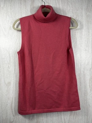 Yansi Fugel 100% Cashmere Pink Sleeveless Turtleneck Sweater L Luxe Soft - Image 1 of 4