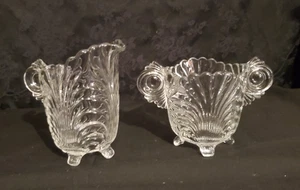 Crema individual Cambridge Caprice de vidrio transparente de 1930 y azúcar abierta con patas - Imagen 1 de 4