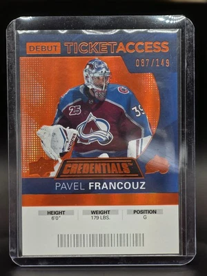 Pavel Francouz 2020-21 Debut Ticket Access Orange /149 🔥 Colorado Avalanche - Image 1 of 2