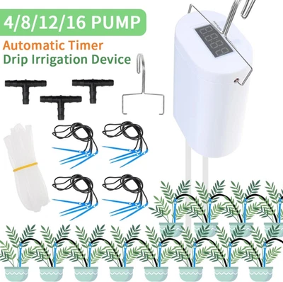 2/4/8/16 Heads Garden Tool Automatic Plant Flower Watering Pump Timer System Kit - Image 1 of 4
