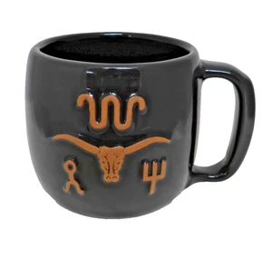 Frankoma King Ranch Black Grand Mug Coffee Cup 4.25 in Longhorn Pottery - Picture 1 of 5
