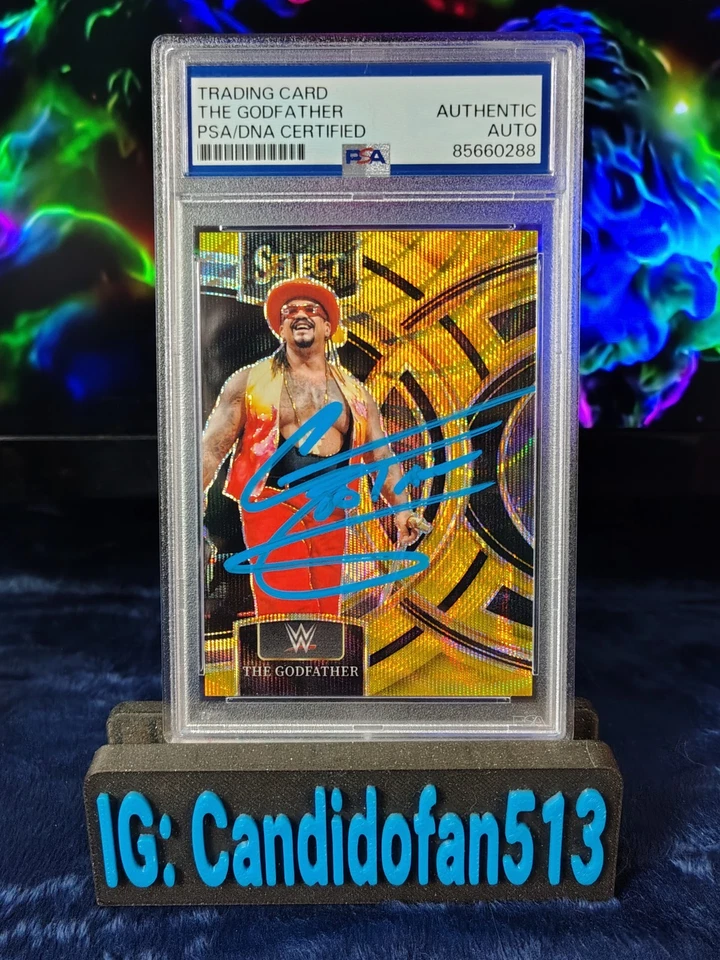 Signed 2024 Panini Select WWE The Godfather Gold WAVE Prizm /10 PSA DNA Auto - Image 1 of 1