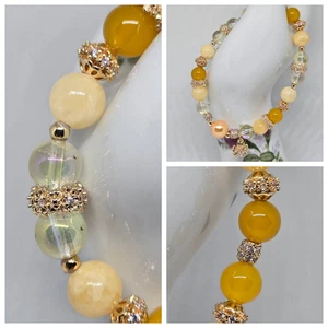 Bracciale "Pocket Full of Sunshine" Aura Gialla Quarzo Trasparente, Sole Calcedonio - Foto 1 di 9