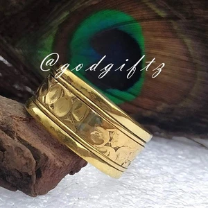 14k Gold Plated Band Ring, Spinning Ring, Meditation Ring, Gold Designer Ring, 9 - Picture 1 of 7