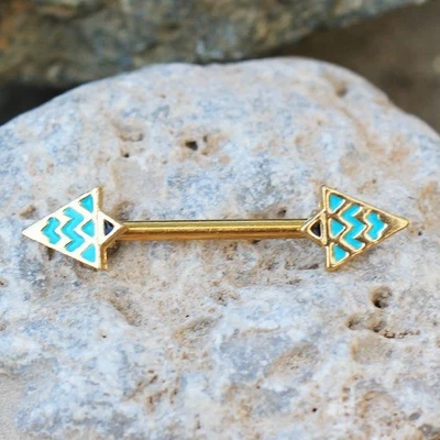 PAIR of Gold Plated Egyptian Triangle Nipple Bar - Image 1 of 3