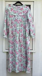 Lanz of Salzburg Nantucket Rose Flanell Nachthemd rosa Rosen Ösen Größe L - Bild 1 von 12