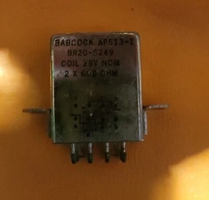 28 VDC 10A 2x600 Ohm Relay, Babcock AP513-1 BR20-S249 (NOS)(QTY 1 ea)B23 - Picture 1 of 7