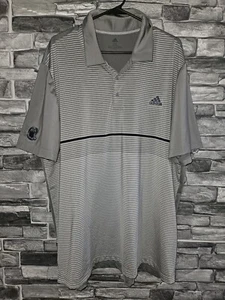 Adidas Climacool Men Polo Shirt Golf Striped Short Sleeve Gray size 2XL - Picture 1 of 11