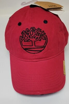 Timberland Hombre Sombrero Deslizable Rojo Talla OS Logo Bordado 100% Algodón Foto 1 de 4