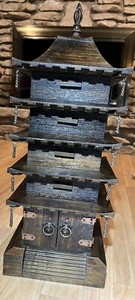 Vintage Japanese Wooden Pagoda Design 21” Jewelry Box Multi 5 Drawer Cabinet - Picture 1 of 18