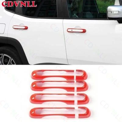 Tira de manija de puerta lateral exterior rojo brillante 8 piezas para Jeep Renegade 2016-2023 Foto 1 de 4