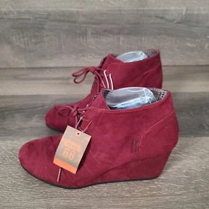 Route 66 Women's Emerson 2.5" Wine Red Microsuede Wedge Boots Size 10 - Picture 1 of 10