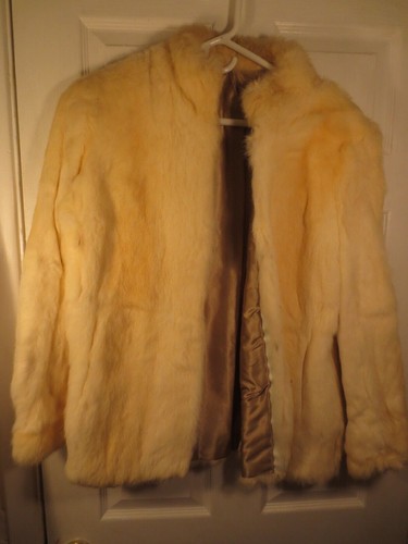 OFF WHITE Giacca vintage in pelliccia di coniglio cappotto bianco senza etichetta taglia vedi misure