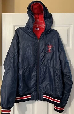 Vintage Ole Miss Rebels Colonel Reb Navy Russell Jacket With Hood RARE Medium - Image 1 of 4