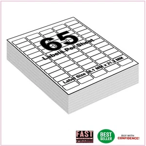Self Adhesive Address Mailing Labels, Inkjet Printers, 65 Labels per A4 Sheet - Picture 1 of 1