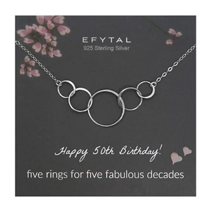 EFYTAL 50th Birthday Gift for Her Sterling Silver 5 Circle Necklace 50th Birt... - Picture 1 of 6