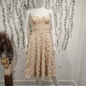 Nuevo sin etiquetas Vestido Dress the Population Lentejuelas Flecos Talla XS Crema - Imagen 1 de 11