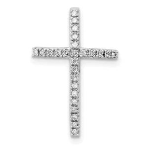 Sterling Silver Rhodium-plated Diamond Cross Chain Slide Pendant For Women - Picture 1 of 3