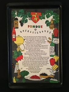 Vintage Black Kitchen Tray Fondue Bourgeoisie Recipe Kitchen Art  - Picture 1 of 1