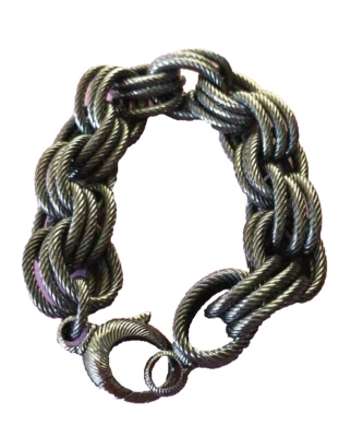 BRONZO ITALIA Black Silver Chunky Triple Oval Rolo  Bracelet - Image 1 of 4