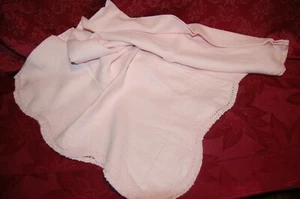 Tablecloth Light Pink Oblong Embroidered Crochet Lace Edge Cotton Vintage - Picture 1 of 3