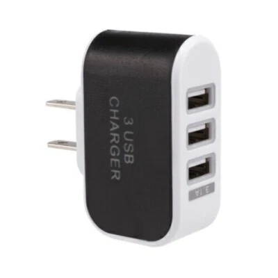 Adaptador de corriente de pared de CA a puerto USB enchufe triple cargador de 3 ranuras enchufe de EE. UU. - Imagen 1 de 4