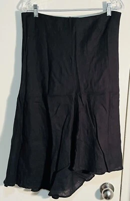 Falda negra 100 % lino Calypso Christiane Celle para mujer talla L NUEVA CON ETIQUETAS. Foto 1 de 4