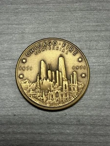 Chicago Fire Centennial Medal Token Coin Reeded 1871 1971 Historical Society - Picture 1 of 2
