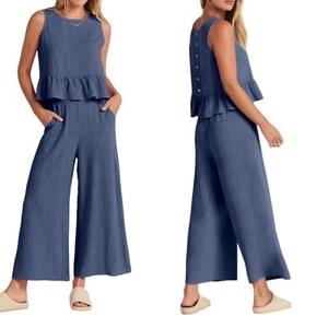 AMAZON 2 Piece Outfit Tank Crop and Wide Leg Pant Size M $55 - Picture 1 of 5