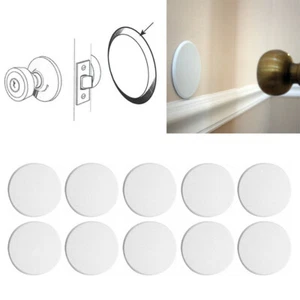10X Round Self Adhesive Paintable Door Knob Wall Protector Shield White Stop New - Picture 1 of 1